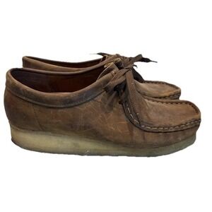 Clarks Wallabee Comfort Moccasin Lace Up Brown Leather Men's 7.5 Casual Shoes